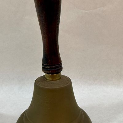 Vintage Brass Hand Bell with Turned Wooden Handle