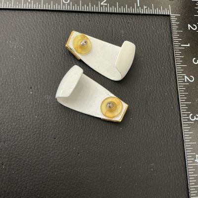 Vintage White and Navy Enamel Gold-Tone Pierced Earrings