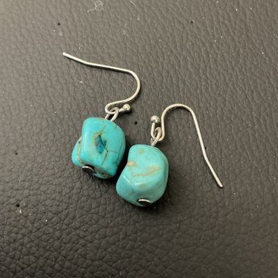 Turquoise Tumble Stone Dangle Earrings