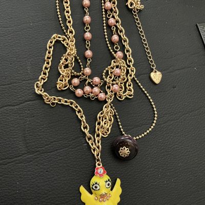 Betsey Johnson Multi-Strand Layered Bird Charm Necklace