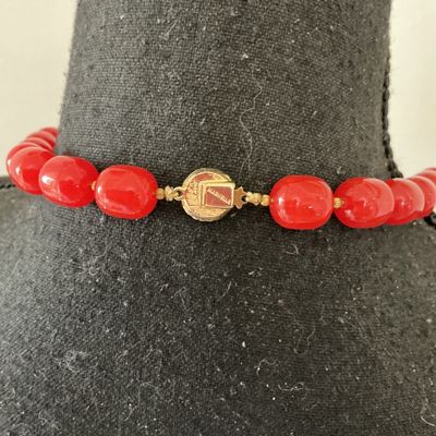 Vintage Marvella Red Bead Strand Necklace