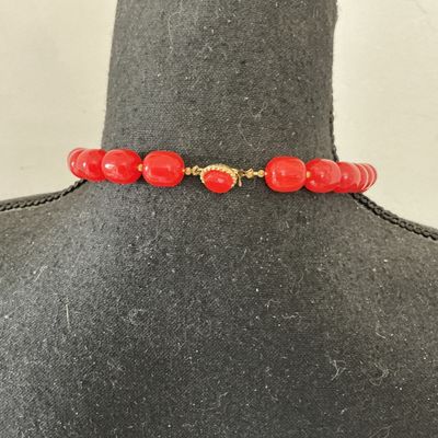 Vintage Marvella Red Bead Strand Necklace