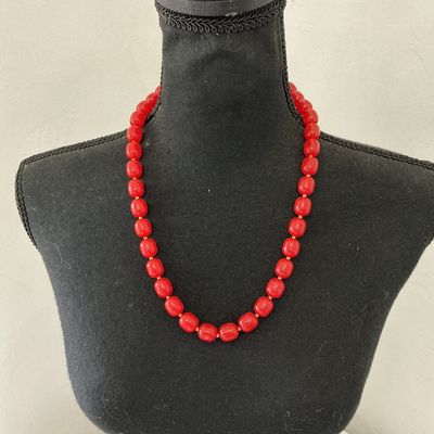 Vintage Marvella Red Bead Strand Necklace
