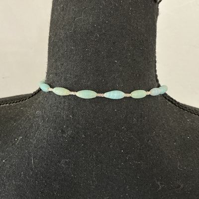 Vintage Light Blue and Aqua Molded Glass Bead Y-Necklace Lariat
