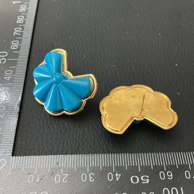 Vintage Gold Tone & Turquoise Blue Enamel Fan Bow Pierced Earrings