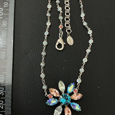 Sorrelli Crystal Floral Pendant Necklace with Beaded Chain