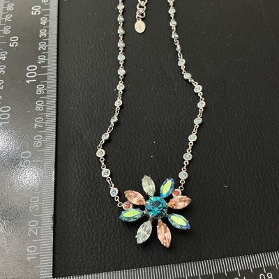 Sorrelli Crystal Floral Pendant Necklace with Beaded Chain
