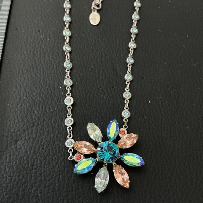 Sorrelli Crystal Floral Pendant Necklace with Beaded Chain