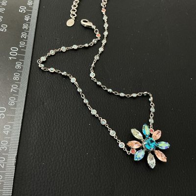 Sorrelli Crystal Floral Pendant Necklace with Beaded Chain