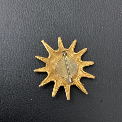 Vintage Gold Tone Celestial Smiling Sun Brooch Pin