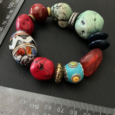 Chunky Multicolored Beaded Stretch Bracelet