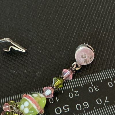 Floral Lampwork Glass & Crystal Bead Bracelet