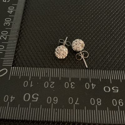 Sterling silver Crystal Pave Disco Ball Stud Earrings