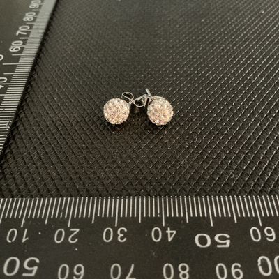 Sterling silver Crystal Pave Disco Ball Stud Earrings