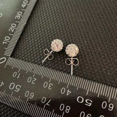 Sterling silver Crystal Pave Disco Ball Stud Earrings