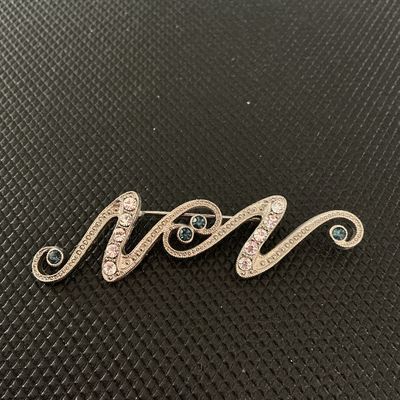 Silver-Tone Rhinestone Swirl Brooch Pin