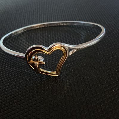 Bradford Exchange BGE Two-Tone Religious Heart Bangle Bracelet