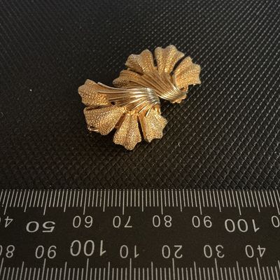 Vintage Gold-Tone Textured Fan Clip-On Earrings