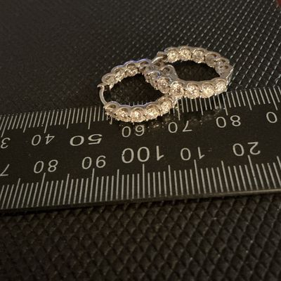 Pair of Silver-Tone Stone-Set Huggie Hoop Earrings