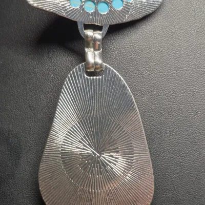 Bulky SW Turquoise double pendant & 925 earring to match