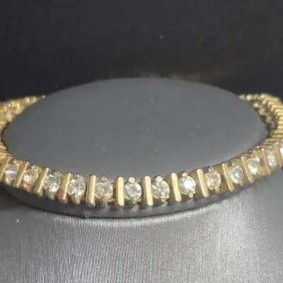 Vintage gold plated Bar-set Tennis Bracelet ~ Cz stones & MCM design