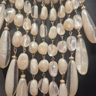Vintage glass stone drop bib Necklace & Earrings