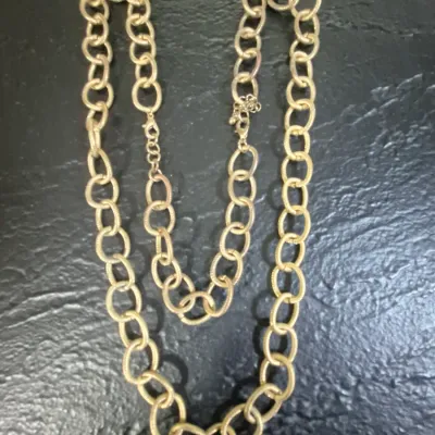 Heavy Multi-Chain Necklace In Gold-Tone And Pewter-Tone & Belt gold tone 35"