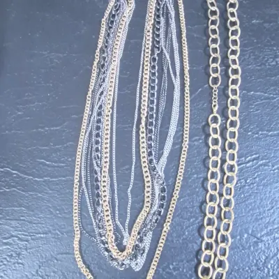 Heavy Multi-Chain Necklace In Gold-Tone And Pewter-Tone & Belt gold tone 35"