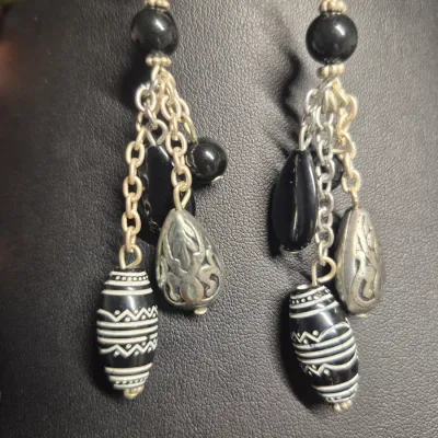 You & I vintage bead Necklace & matching Earrings