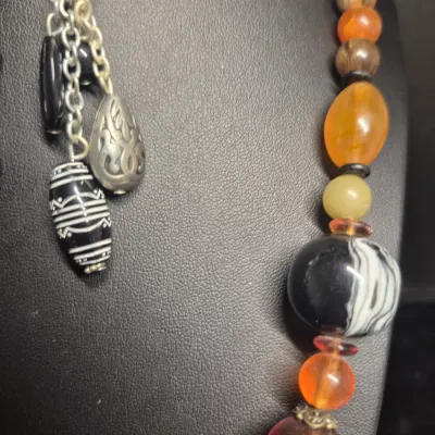 You & I vintage bead Necklace & matching Earrings