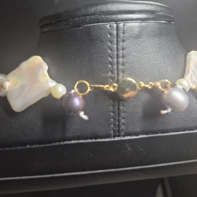 Vintage Baroque and Keshi Freshwater Pearls & Pearl expandable Bracelet + earrings