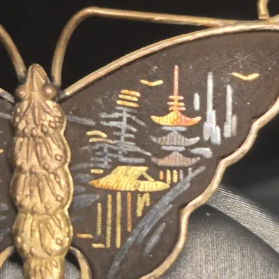 Japanese damascene butterfly brooch