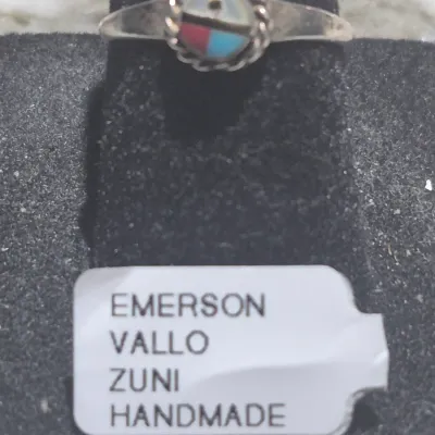 Emerson Vallo Zuni Sterling Multi-Stone Inlay Sunface Ring Sz 5