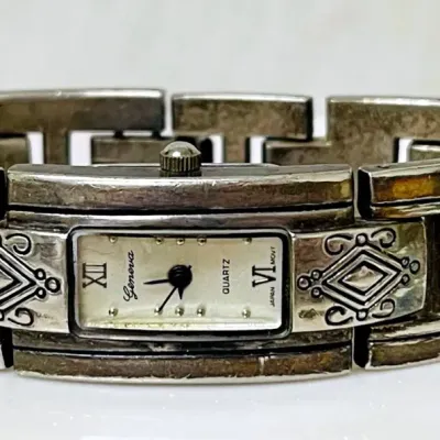 Vintage Geneva Southwester Tribal Cuff Watch ~ working Y2K