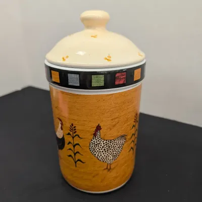 Rooster Brand Teapot Pitcher, Ceramic Rooster Utensil Holder & A Pair Of Small Pico Rooster Pitchers