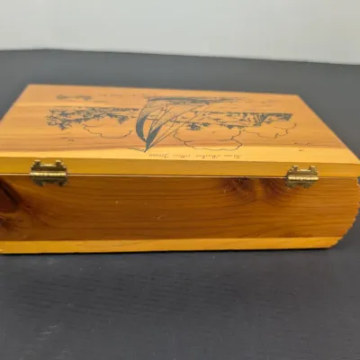 Vintage Cedar Box Stone Harbor New Jersey Sailboat Souvenir