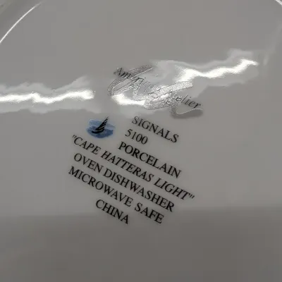 American Atelier At Home Signals 5100 Porcelain Lighthouse Plates & Glass & Ceramic Nautical Theme