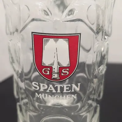 (3) 1 Liter Beer Mugs - Spaten Muchen G S, Embossed HB Hafbrauhaus Muchen Hoffritz & Pschorr Muchen Dimpled Mugs #2