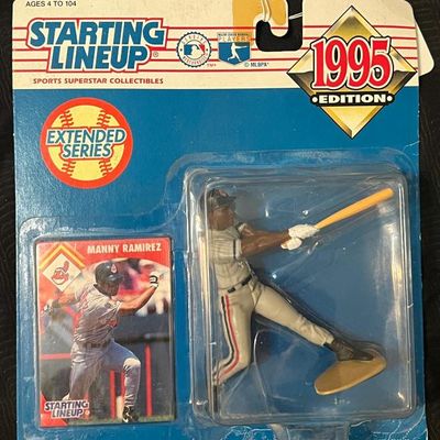 Kenner Starting Lineup 1995 Edition Manny Ramirez action figure, unopened in its original blister pack with the included collector card.