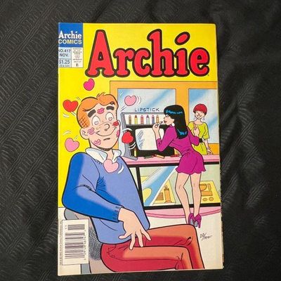Archie Comics No. 417, published in November 1993, featuring a cover illustration of Archie covered in lipstick kisses.