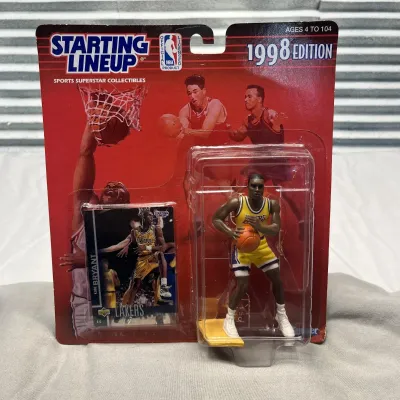 Kobe Bryant 1998 Starting Lineup action figure by Kenner, unopened in its original blister pack with the included collector card.