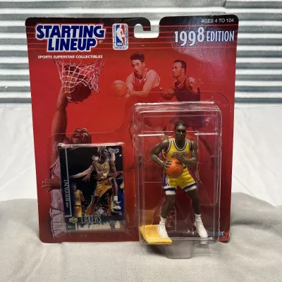 Kobe Bryant 1998 Edition Starting Lineup action figure by Kenner, unopened in its original blister pack with the included collector card.