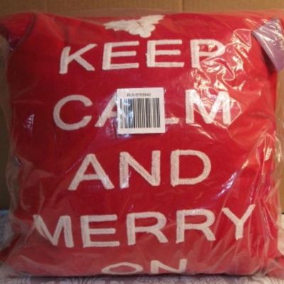 Sale Photo Thumbnail #11: "Keep Calm & Merry On" 18" x 18", see pictures