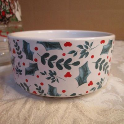 Sale Photo Thumbnail #43: Holly Hobby Twelve Days of Christmas glass, Christmas truck & tree soup mug, ceramic Christmas bakeware bowl,  new whisk & spatula set, dish cloth, see pictures
