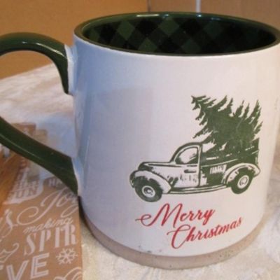 Sale Photo Thumbnail #44: Holly Hobby Twelve Days of Christmas glass, Christmas truck & tree soup mug, ceramic Christmas bakeware bowl,  new whisk & spatula set, dish cloth, see pictures
