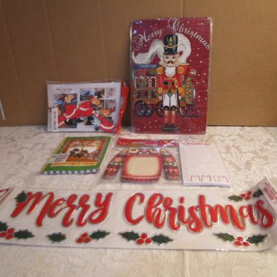 Sale Photo Thumbnail #68: 2 notepads, 1 journal, 1 Merry Christmas wall art sign, metal nutcracker sign, hanging reindeer (for computer screen or doorway)