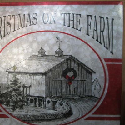 Sale Photo Thumbnail #240: Metal sign is "Christmas on the Farm" 16-1/2" x 16-1/2", wood plaque is "Good Tidings of Comfort & Joy" and is 7-3/4" x 7-3/4". See pictures