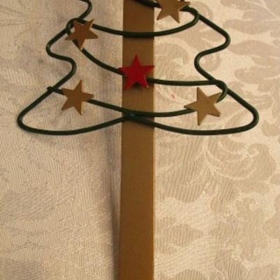 Sale Photo Thumbnail #486: Wreath hanger is 10-1/2" long, Stockings are 16" long, See pictures