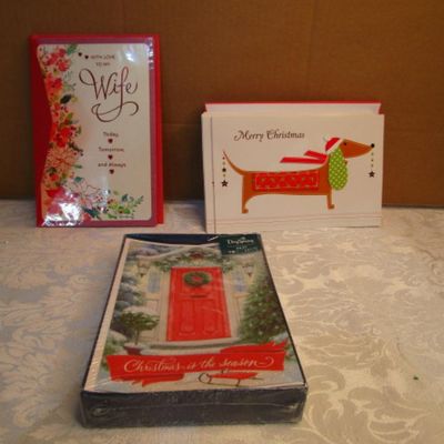 Sale Photo Thumbnail #510: 12 envelopes & cards (dogs), 1 new package of 18 Christmas cards, 1 With Love to my Wife Christmas card, see pictures