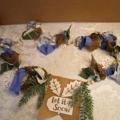 Sale Photo Thumbnail #529: Garland is 63" long, sign is 7-1/2" x 3-1/2", See pictures